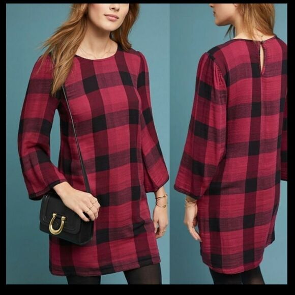 Anthropologie Cloth & Stone Buffalo Check Plaid Dress NWT - Picture 8 of 8